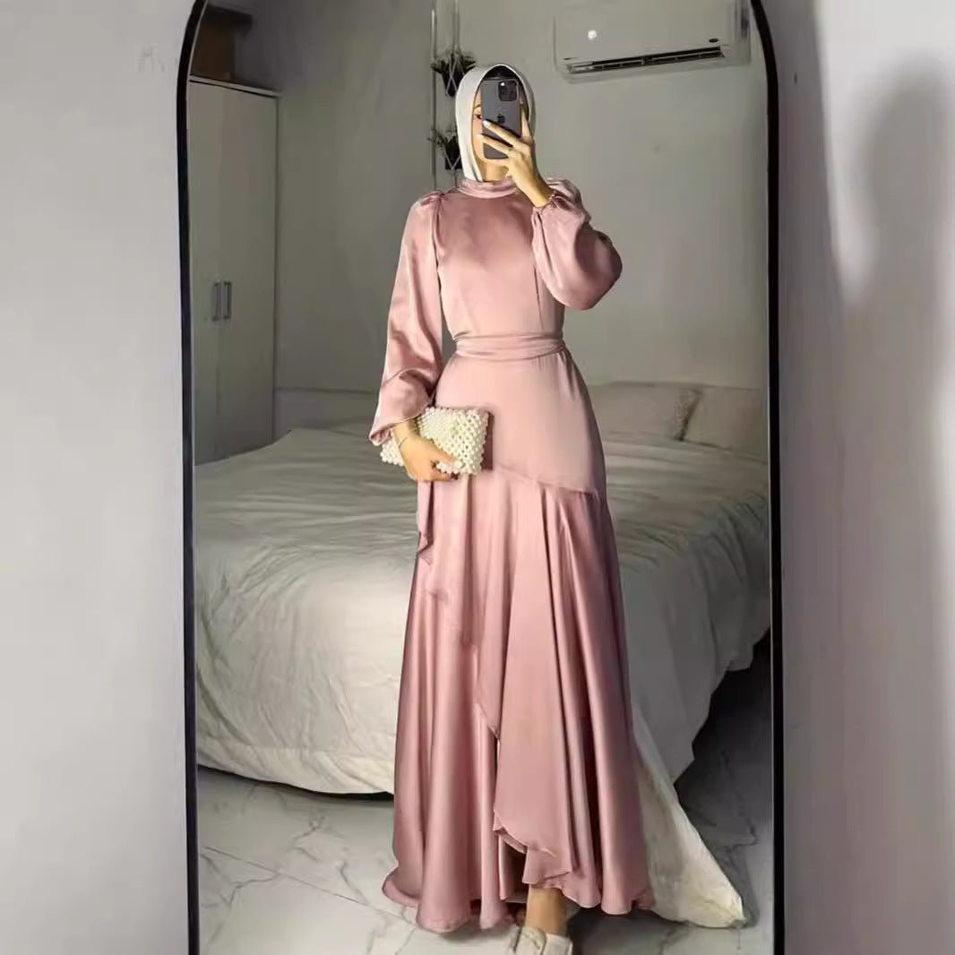 frill hem maxi dress Luxe Satin Ruffle Hem Maxi Dress