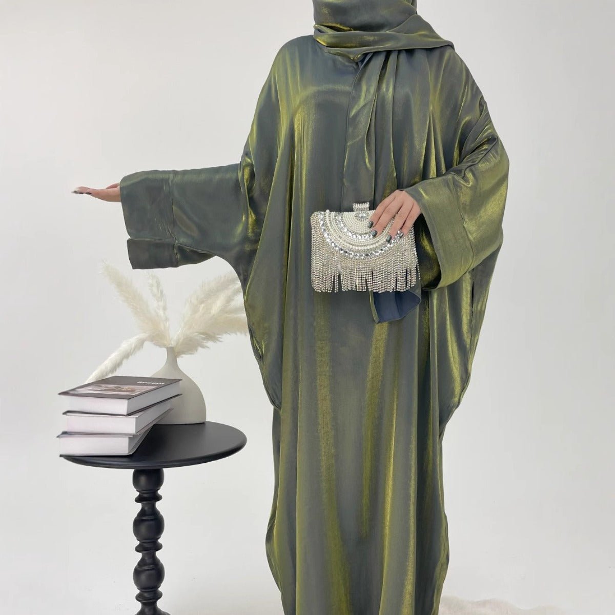 strapless open back dress Luxury Bubble Sleeve Abaya Dress