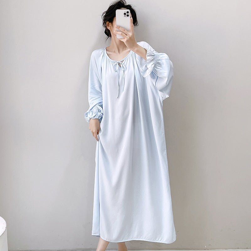 Luxury Cotton Silk Long Sleeve Nightdress Beach Cover Up Dress.(MS087) - Mariam's Collection