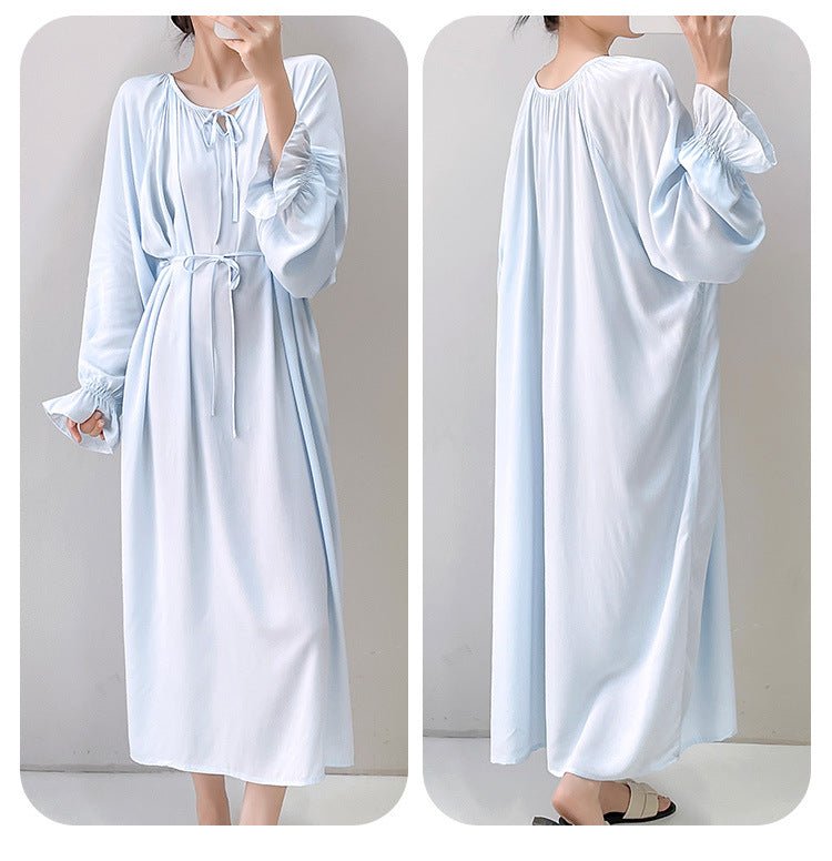 Luxury Cotton Silk Long Sleeve Nightdress Beach Cover Up Dress.(MS087) - Mariam's Collection