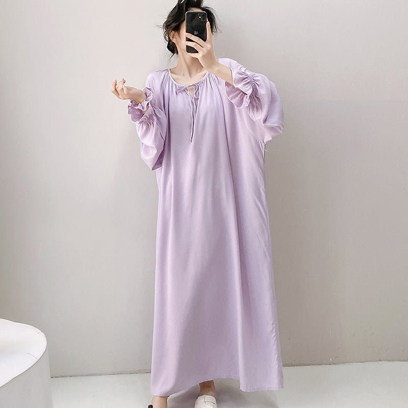 Luxury Cotton Silk Long Sleeve Nightdress Beach Cover Up Dress.(MS087) - Mariam's Collection