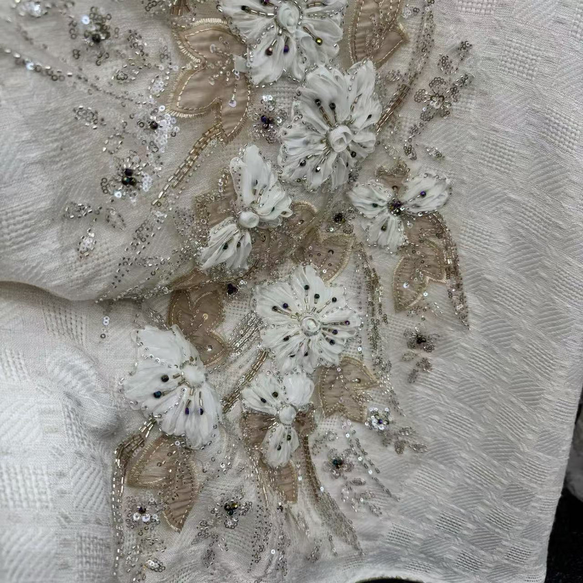 Luxury Embroidered Beaded Abaya | 3D Floral Sequin Evening Gown(MA477) - Mariam's Collection