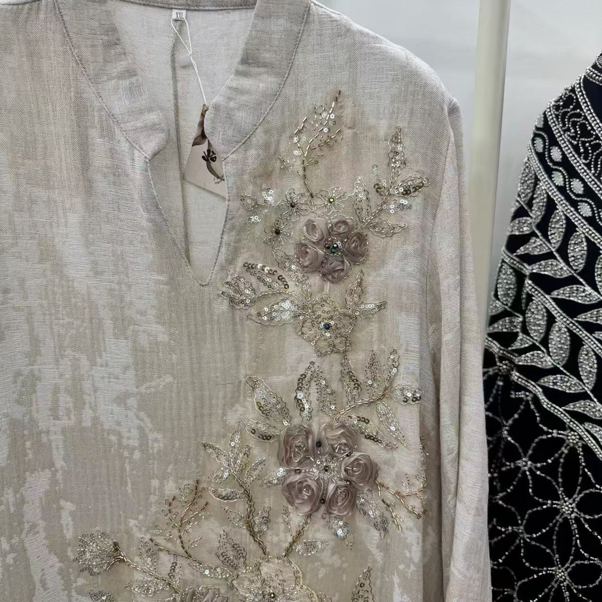 Luxury Embroidered Beaded Abaya | 3D Floral Sequin Evening Gown(MA477) - Mariam's Collection