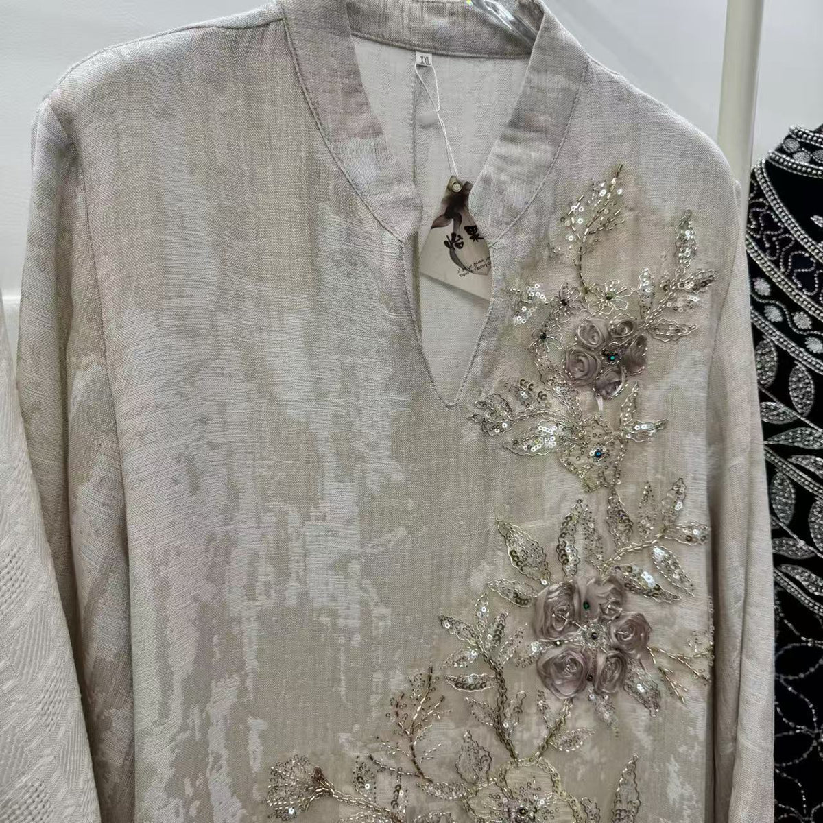 Luxury Embroidered Beaded Abaya | 3D Floral Sequin Evening Gown(MA477) - Mariam's Collection