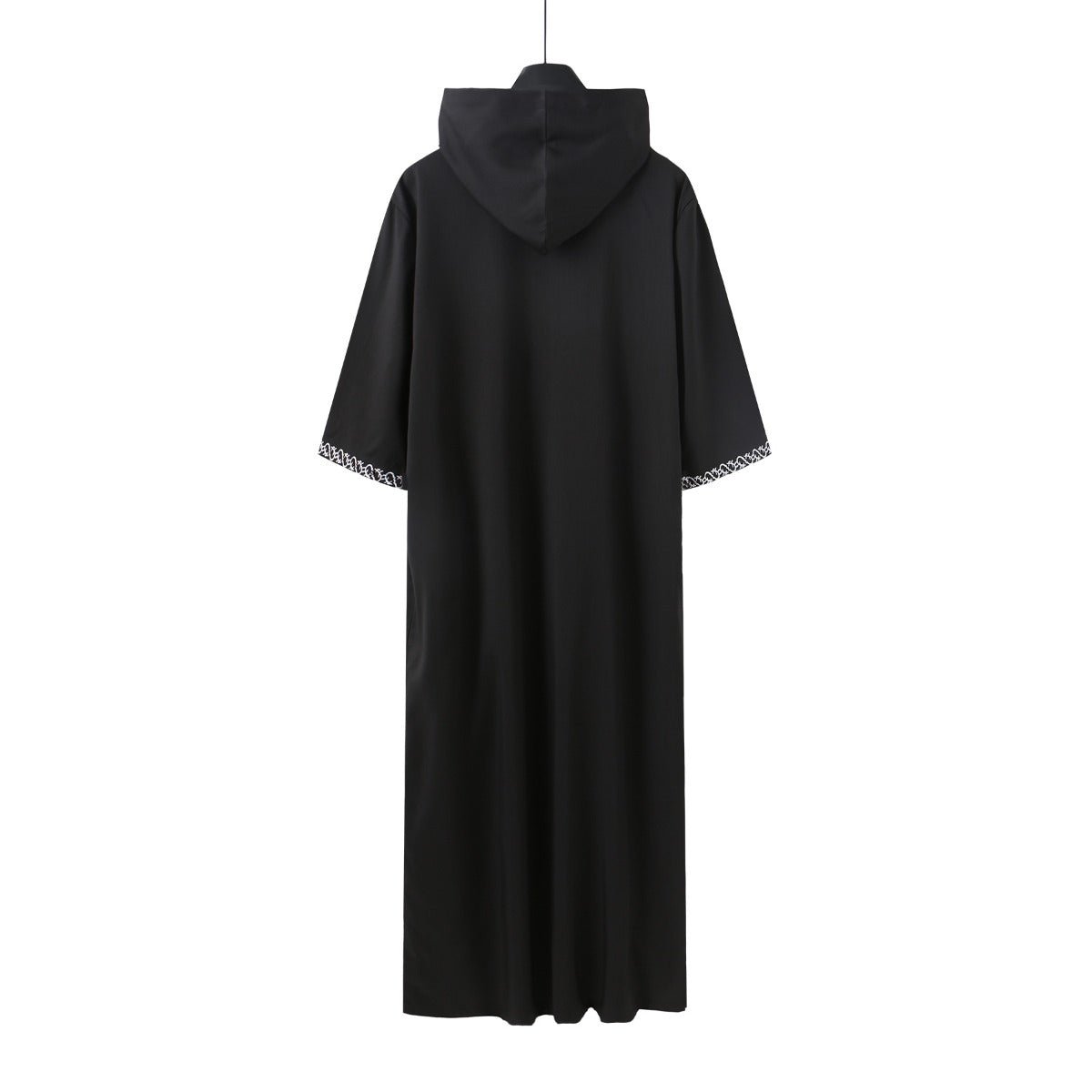 Luxury Loose Fit Hooded Premium Embroidered Men's Thobe Robe with Zipper & Islamic Calligraphy Design. (MT024) - Mariam's Collection