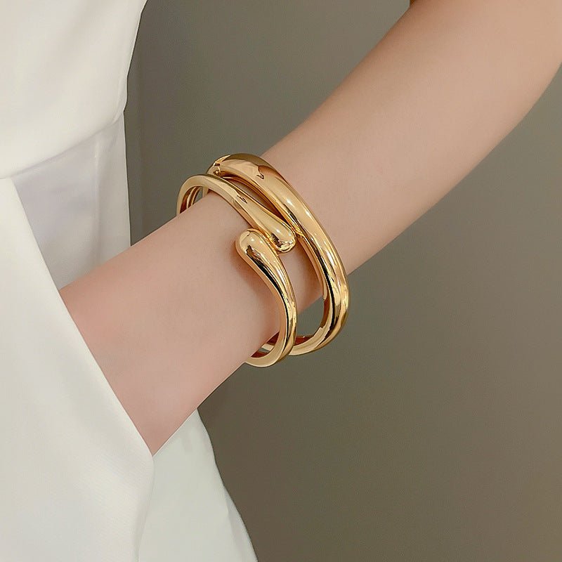 Luxury Minimalist Glossy High - grade Shiny Bracelets - Simple Temperament Cold - Tone Bangles (MAC242) - Mariam's Collection