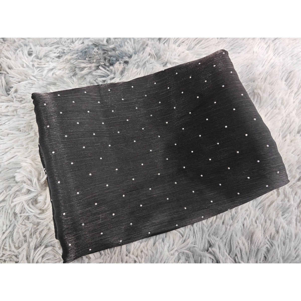 Luxury Muslim Starlight Evening Wear Abaya Set | Midnight Blue Diamond - Embellished Robe Jacket with Matching Hijab(MOA201) - Mariam's Collection