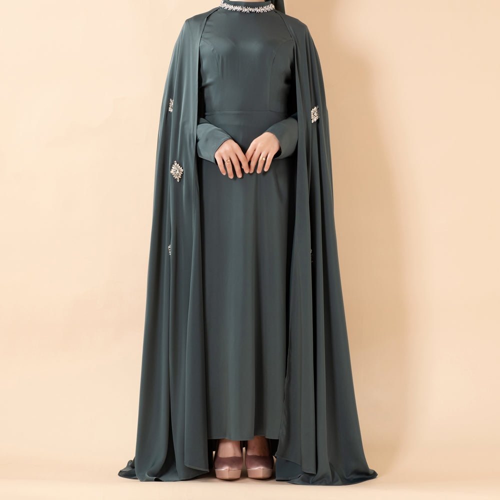 Luxury Satin Royal Cape Abaya(MA326) - Mariam's Collection