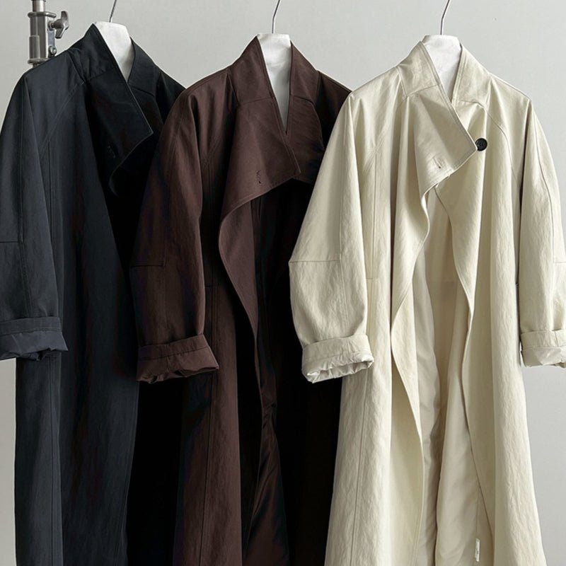 Luxury Stand Collar Coat | Single Button Mid - Length Trench(MS148) - Mariam's Collection