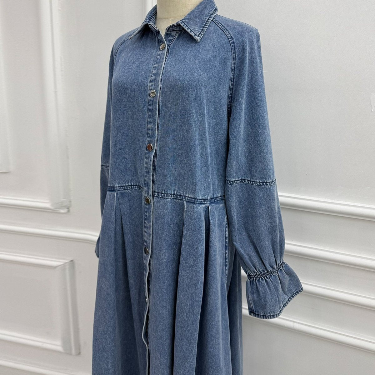 Lyocell Denim Maxi Dress(MS442) - Mariam's Collection