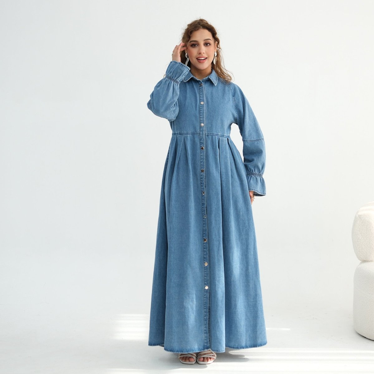 Lyocell Tencel Denim Maxi Dress(MA398) - Mariam's Collection