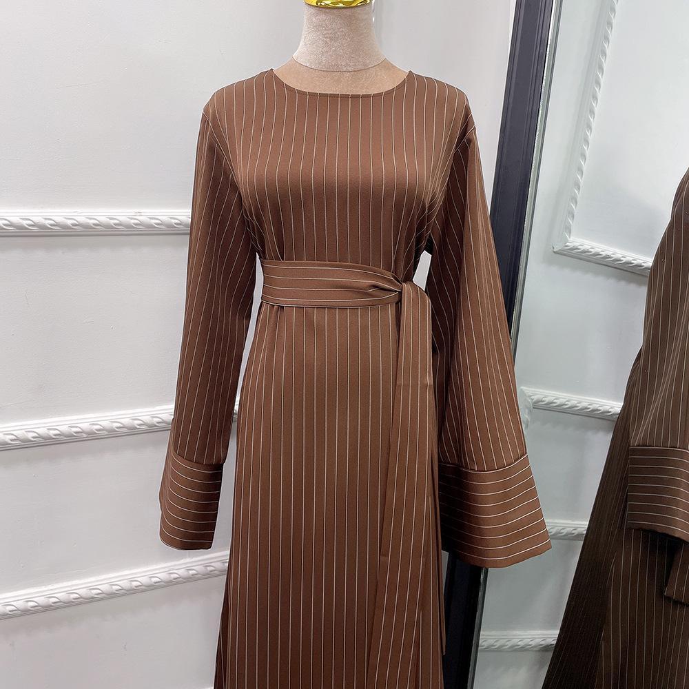 MA020 Winter Stripe Abaya With Pocket - Mariam's Collection