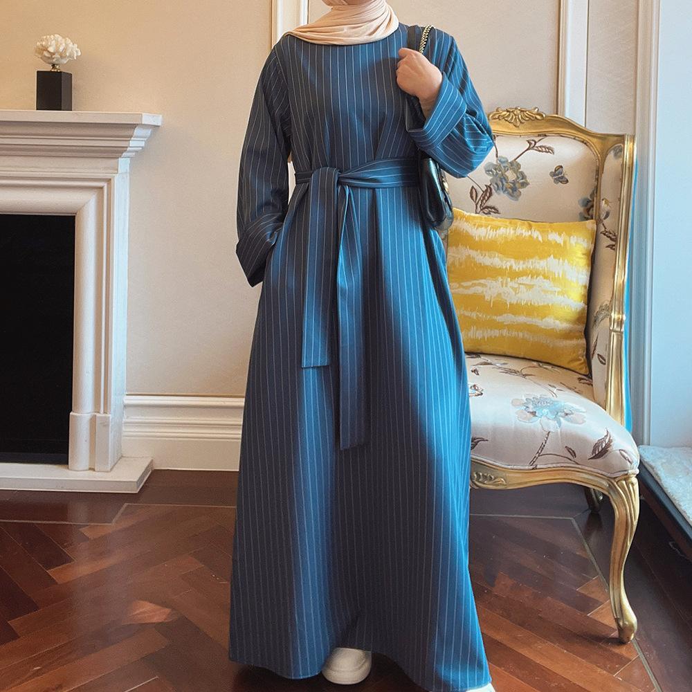 MA020 Winter Stripe Abaya With Pocket - Mariam's Collection