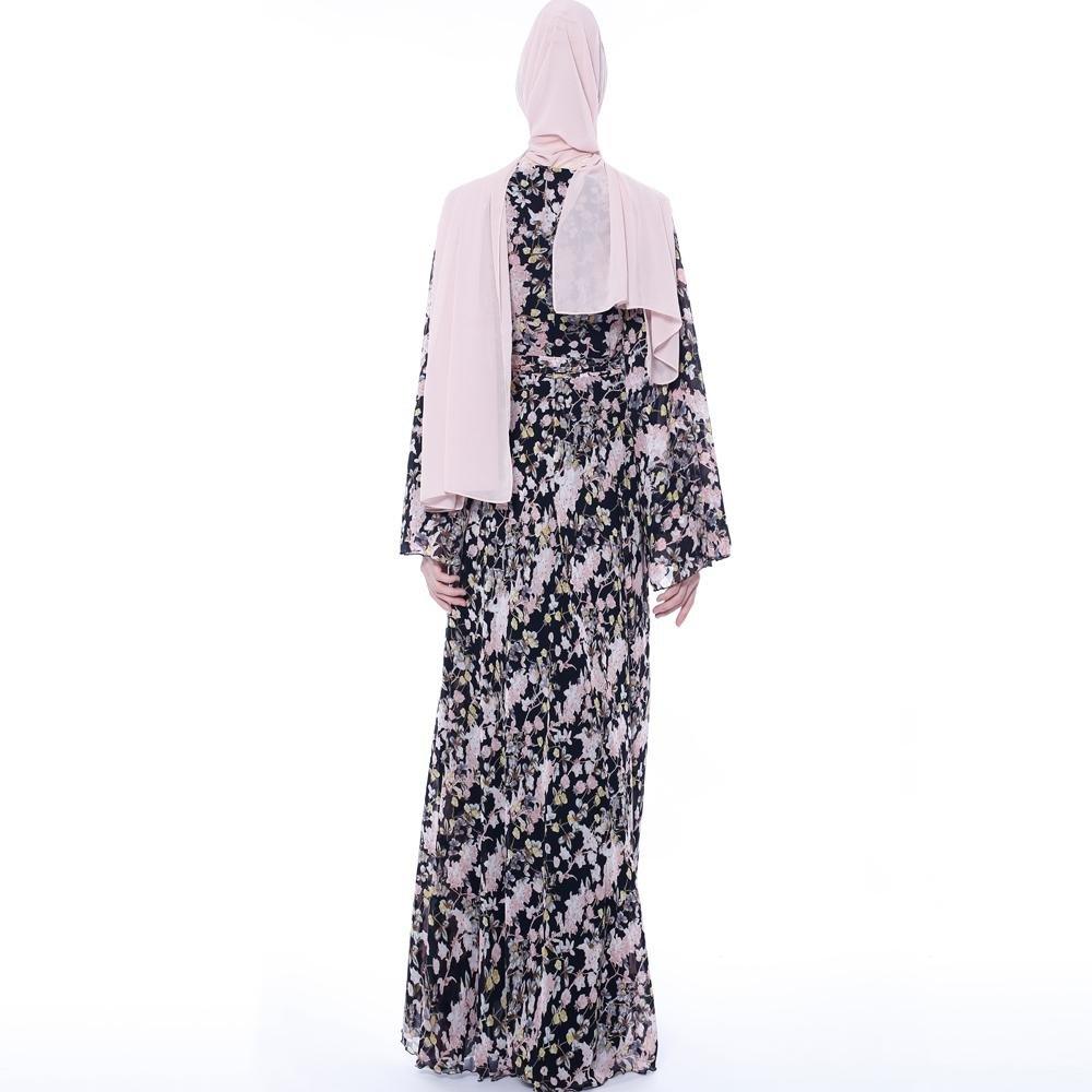 MA021 Double Layered Chiffon Floral Dress - Mariam's Collection