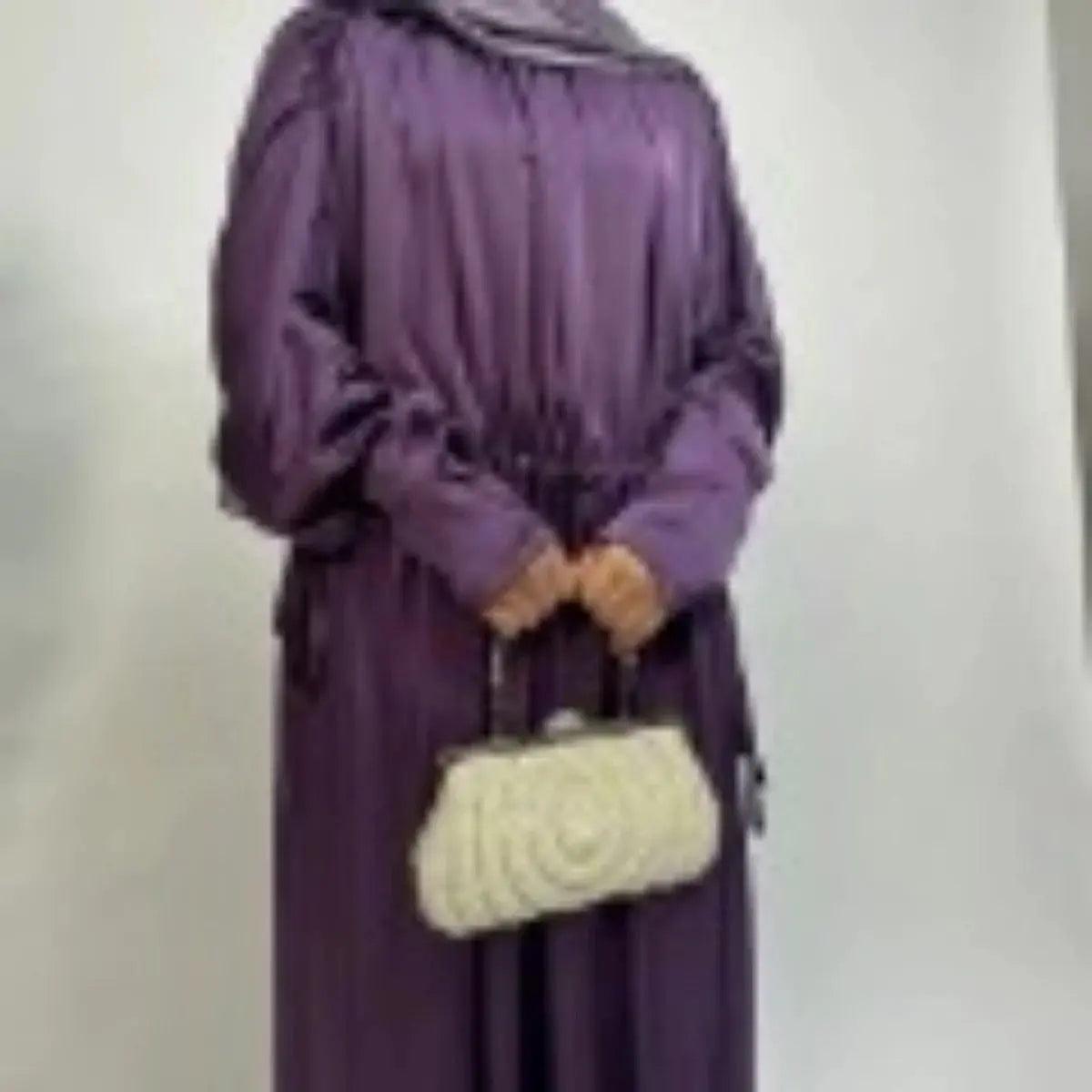 MA039 Armani Satin Drawstring Abaya Dress - Mariam's Collection