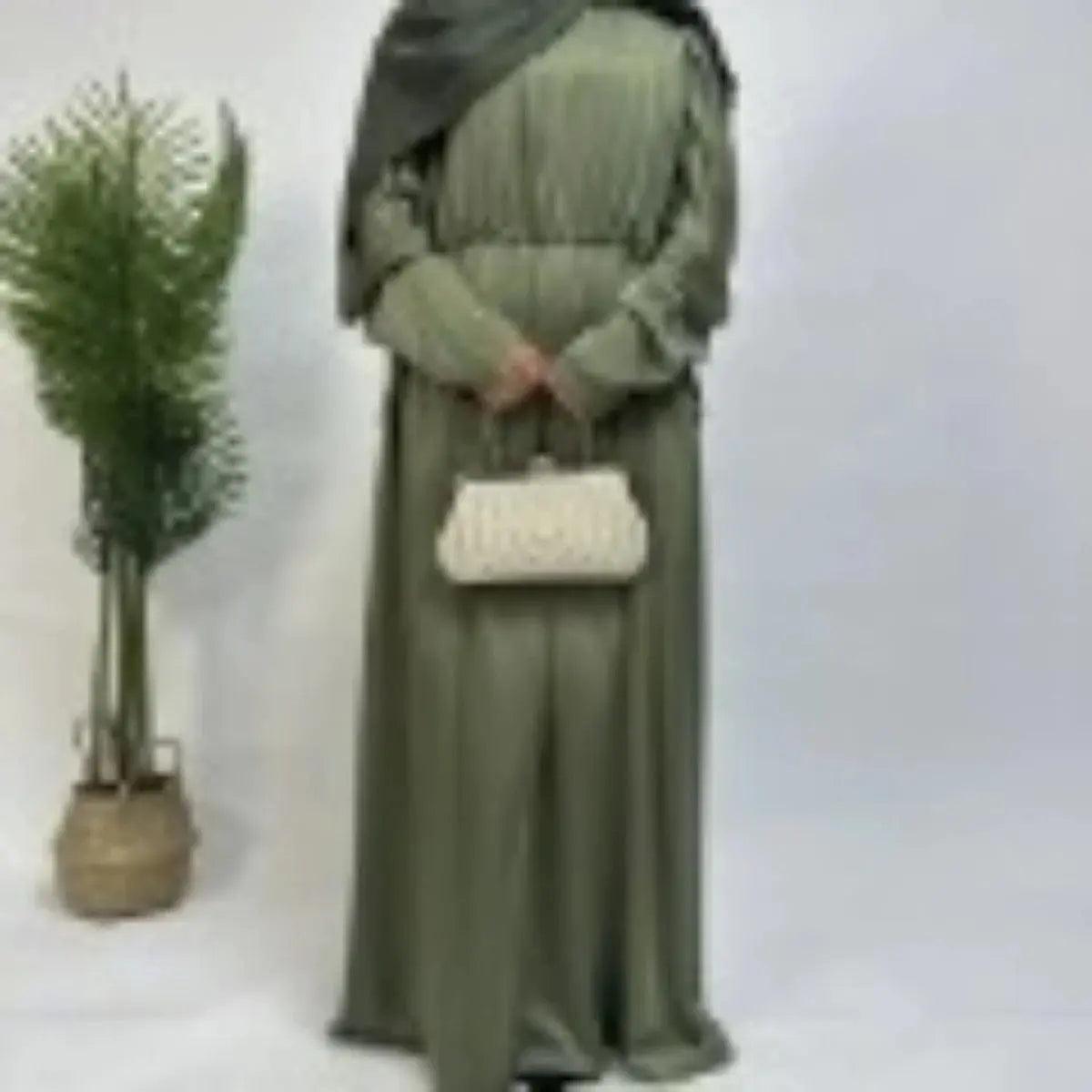 MA039 Armani Satin Drawstring Abaya Dress - Mariam's Collection