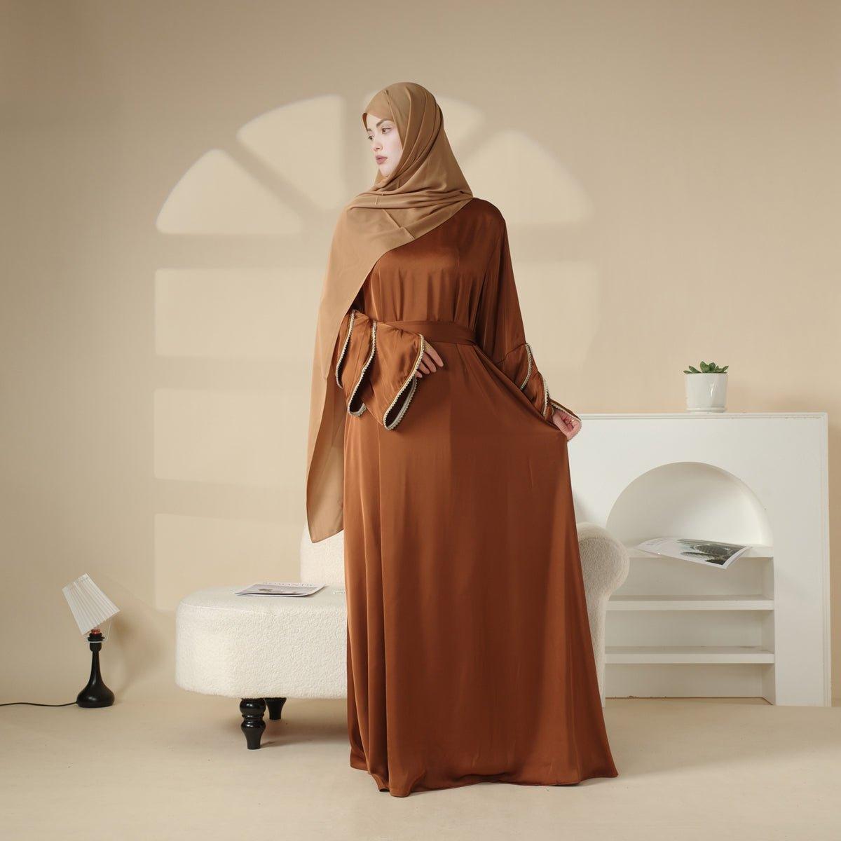 3-Layer Diamond Ruffle Sleeve Abaya With Pockets