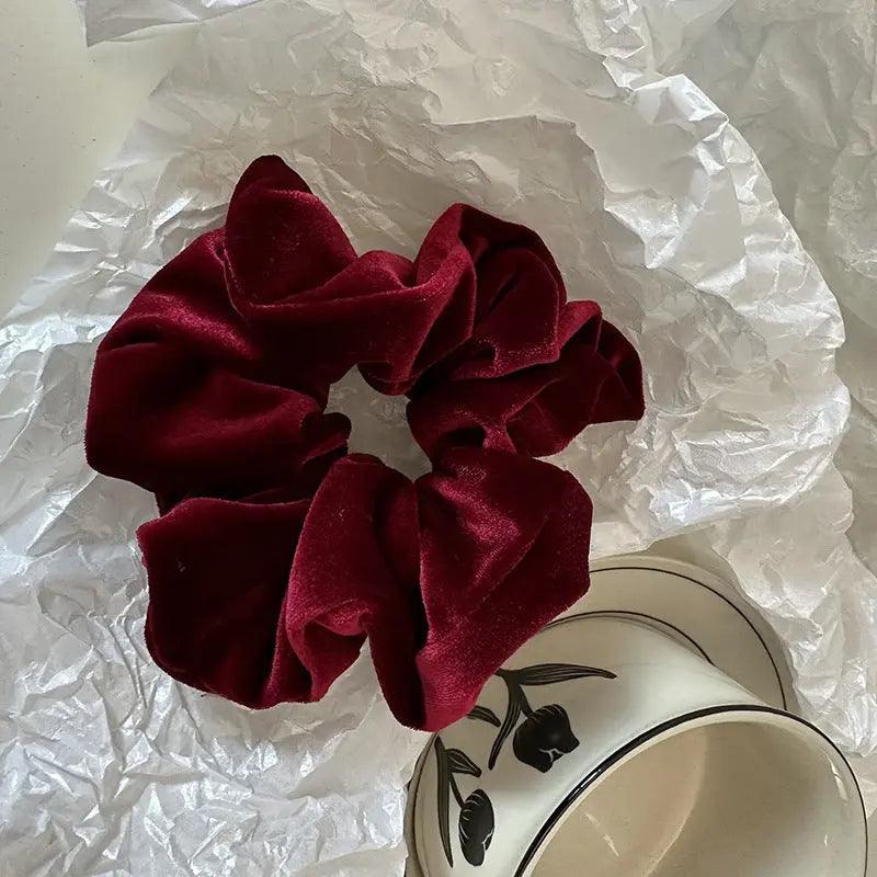 MAC009 hijab scrunchies, velvet flower hair accessories - Mariam's Collection