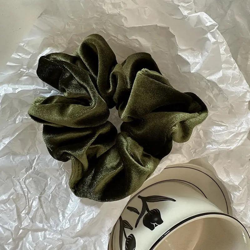 MAC009 hijab scrunchies, velvet flower hair accessories - Mariam's Collection