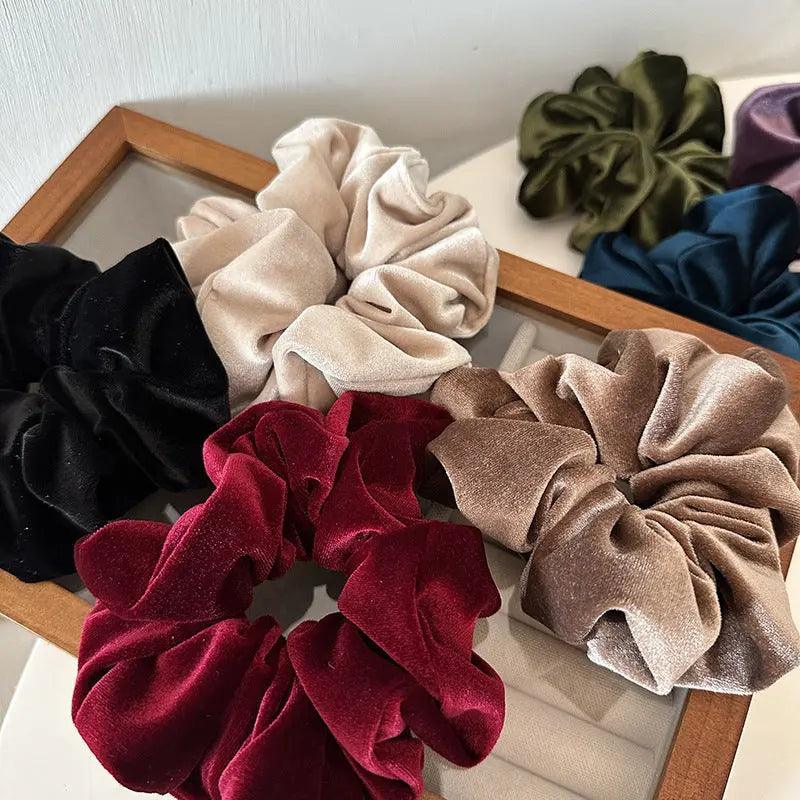 MAC009 hijab scrunchies, velvet flower hair accessories - Mariam's Collection