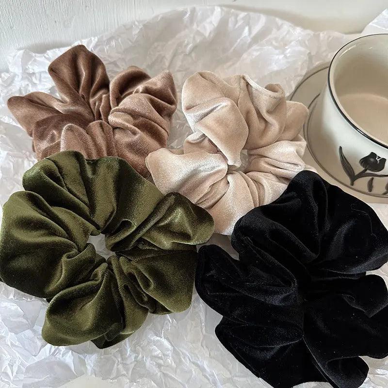 MAC009 hijab scrunchies, velvet flower hair accessories - Mariam's Collection