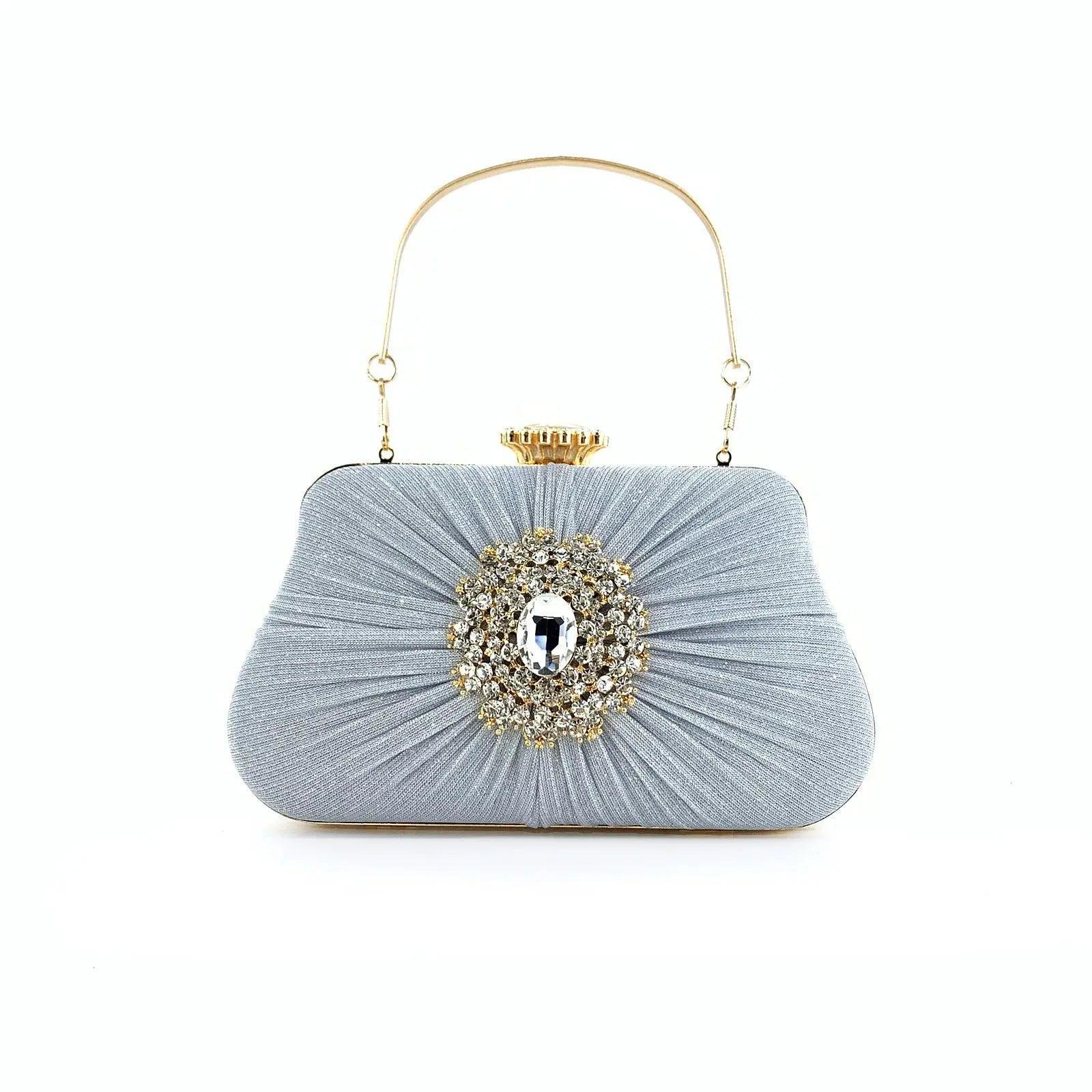 MAC033 Women's Pleated Craft Rhinestone Bag - Mariam's Collection
