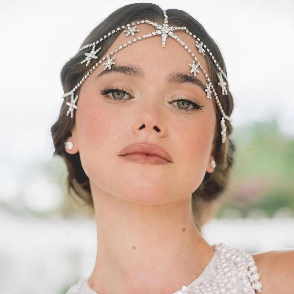 MAC050 Rhinestone Chain Star Headpiece - Mariam's Collection