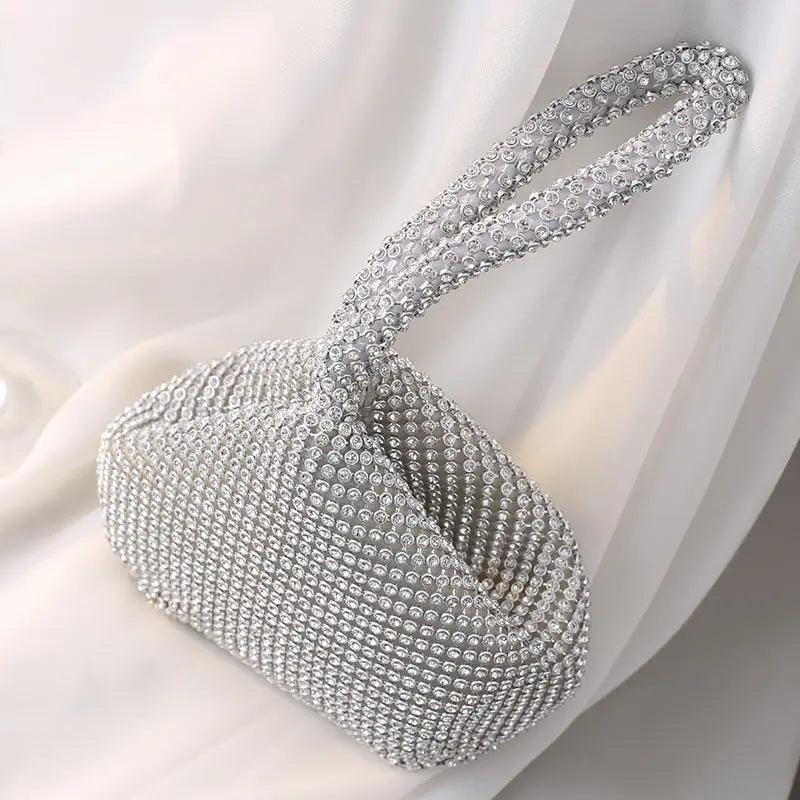 MAC057 Handbag Rhinestones Heart Shape Shiny Handmade Small Evening Bag - Mariam's Collection
