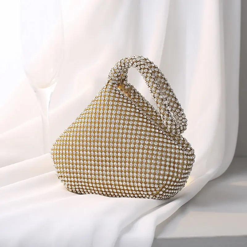 MAC057 Handbag Rhinestones Heart Shape Shiny Handmade Small Evening Bag - Mariam's Collection