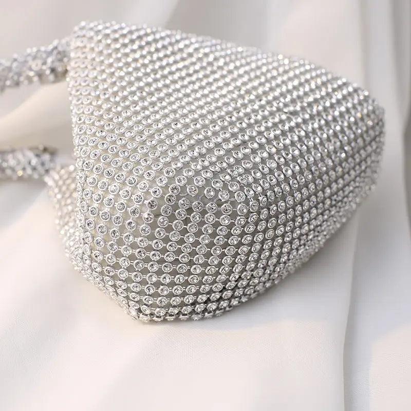 MAC057 Handbag Rhinestones Heart Shape Shiny Handmade Small Evening Bag - Mariam's Collection
