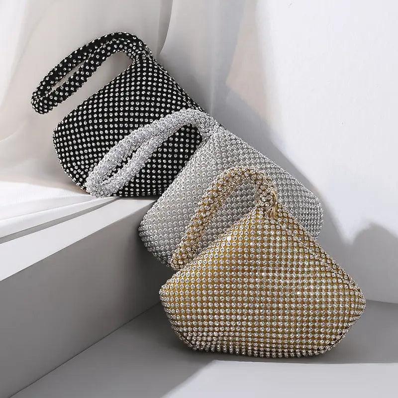 MAC057 Handbag Rhinestones Heart Shape Shiny Handmade Small Evening Bag - Mariam's Collection