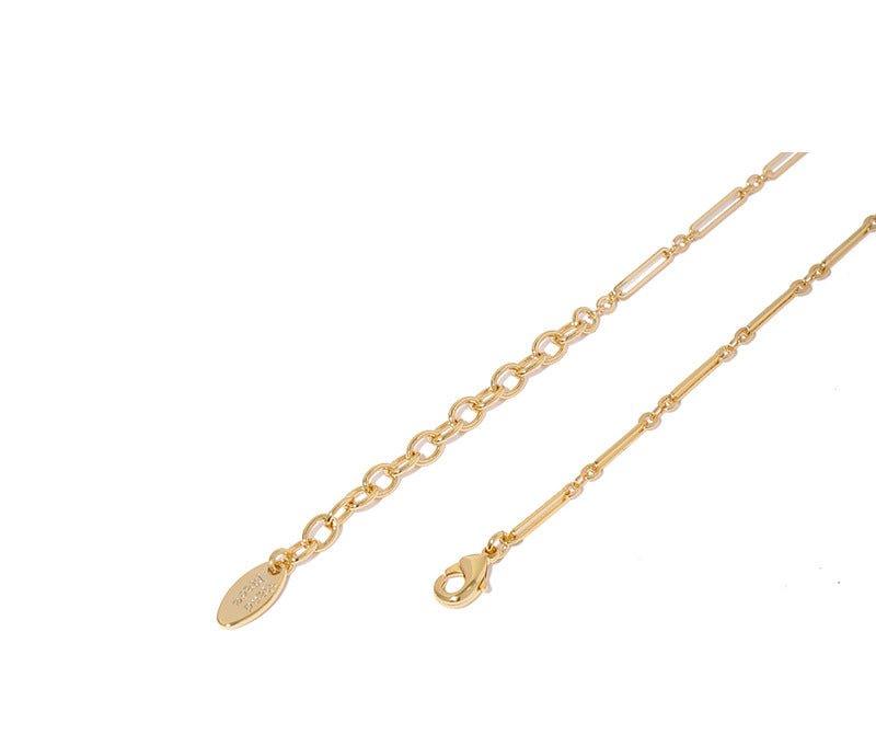 MAC073 Brass Plated 18K Real Gold Light Luxury Style Zircon Inlaid Square Pendant Necklace - Mariam's Collection