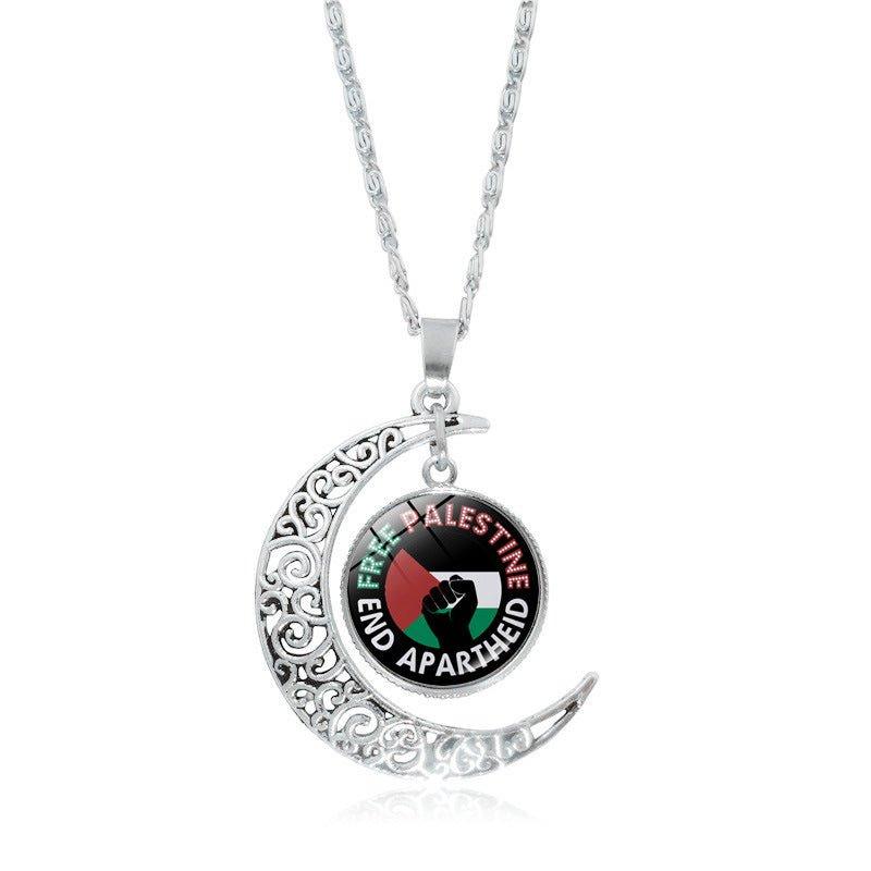 MAC077 Women's Versatile Silver Hollow Moon Pendant Necklace - Mariam's Collection