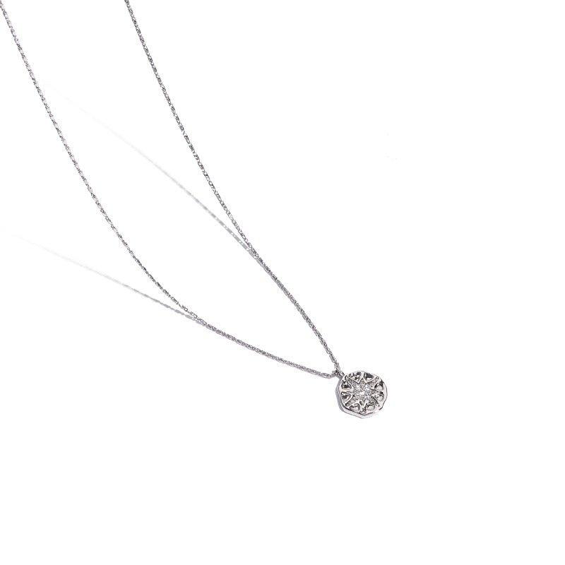 MAC084 North Star Coin Button Pendant Necklace - Mariam's Collection