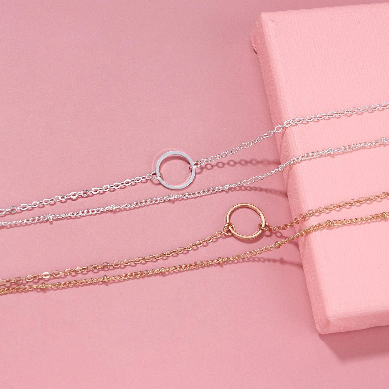 MAC085 Fashionable GeometricHollow Ring Simple Double Layer Bracelet - Mariam's Collection