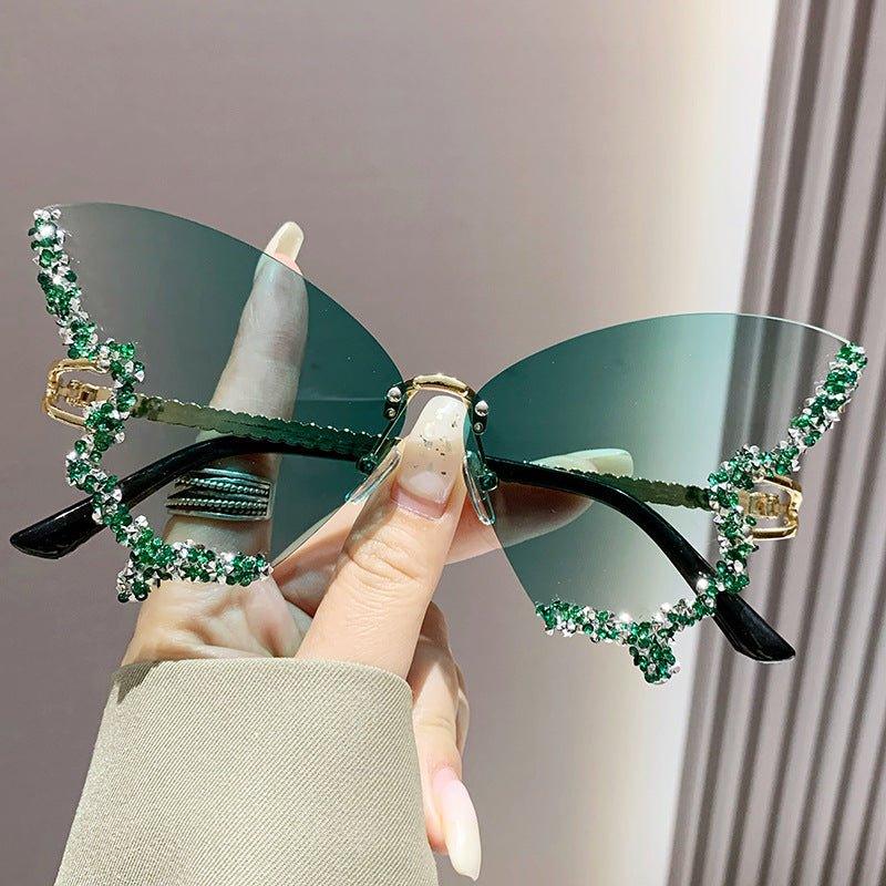 MAC116 Large Frame High - end Diamond - encrusted Butterfly Anti - UV Sunglasses - Mariam's Collection