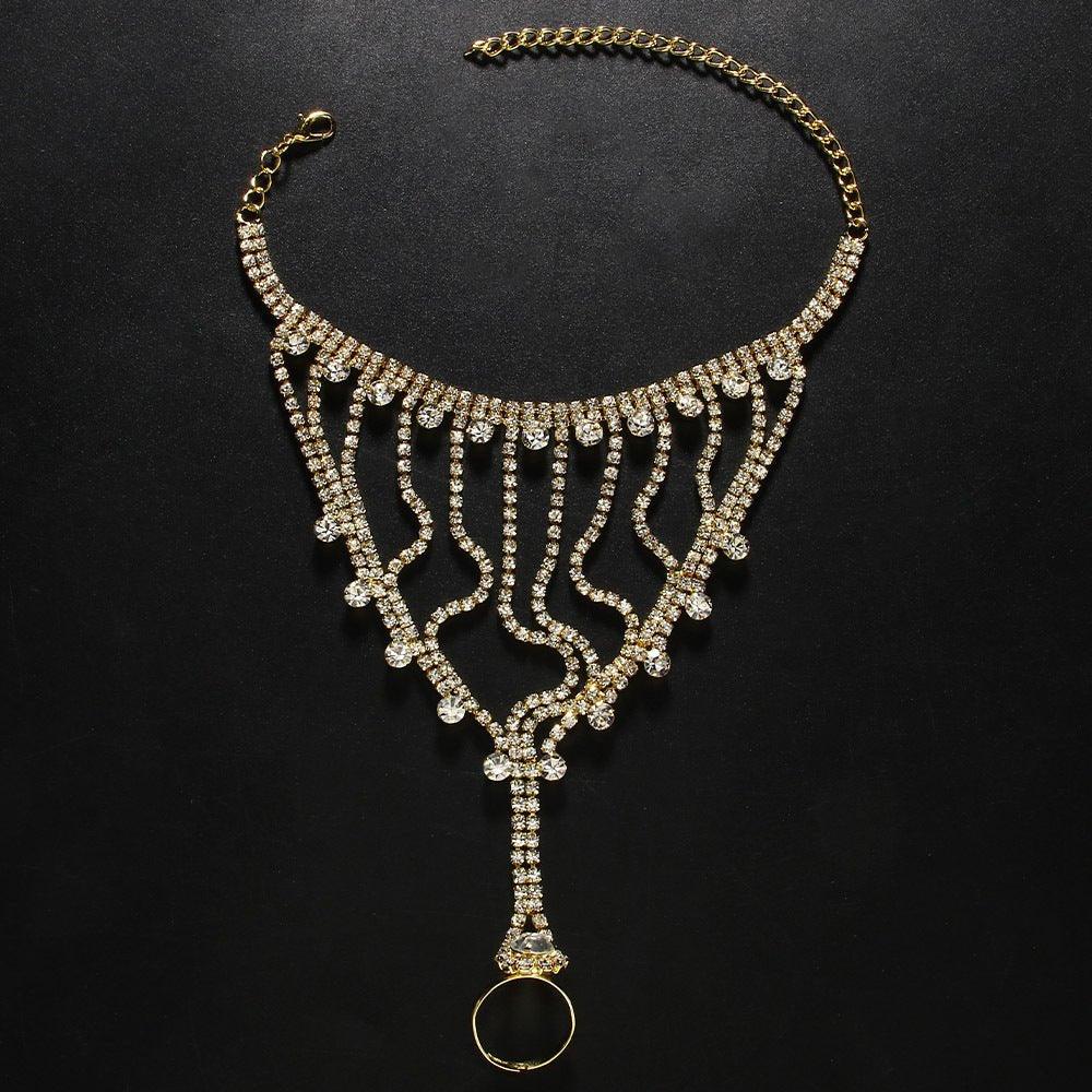 MAC118 Full Diamond Light Luxury Tassel Ring Bracelet - Mariam's Collection