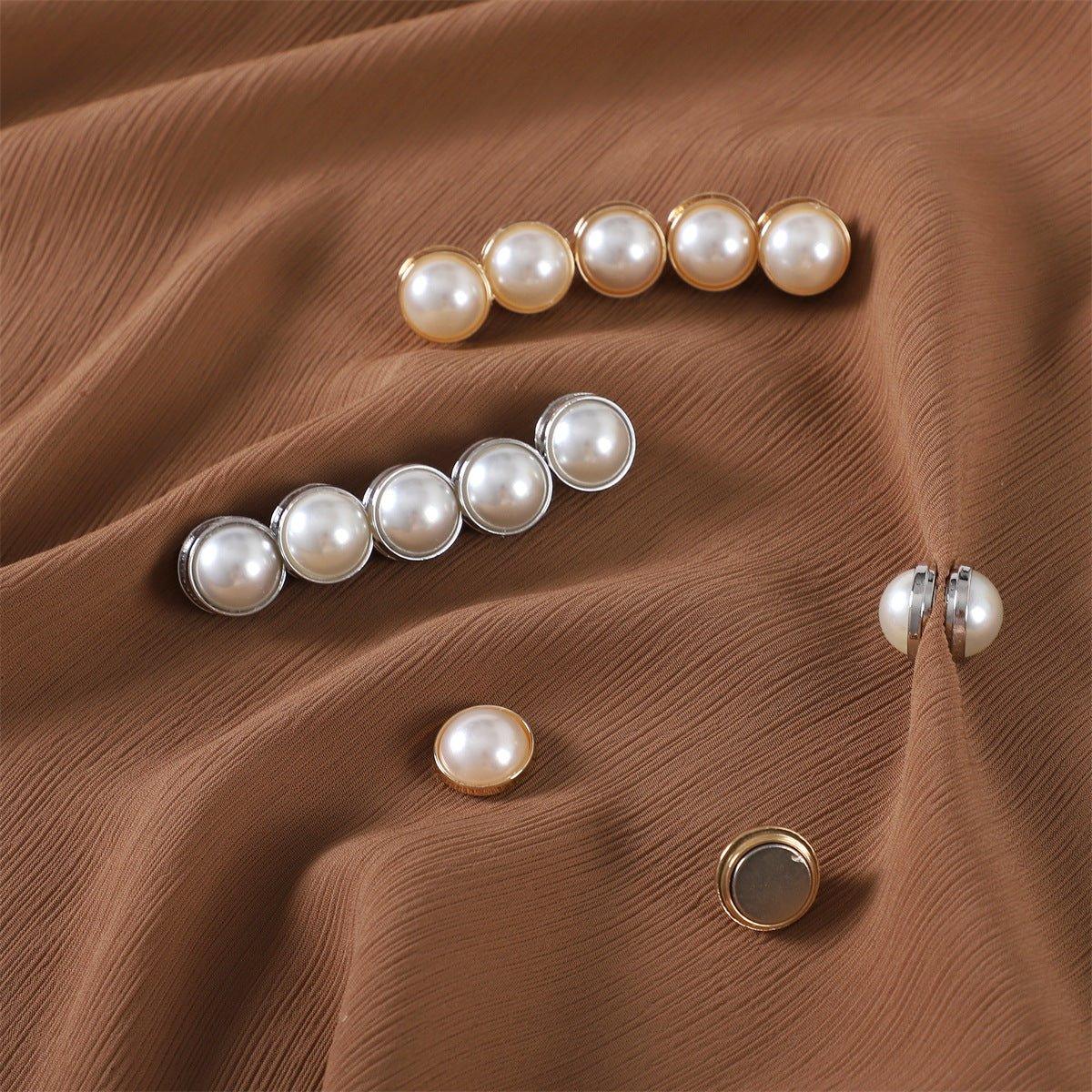 MAC126 Pearl Magnetic Buckle Hijab 12 pcs Brooches - Mariam's Collection