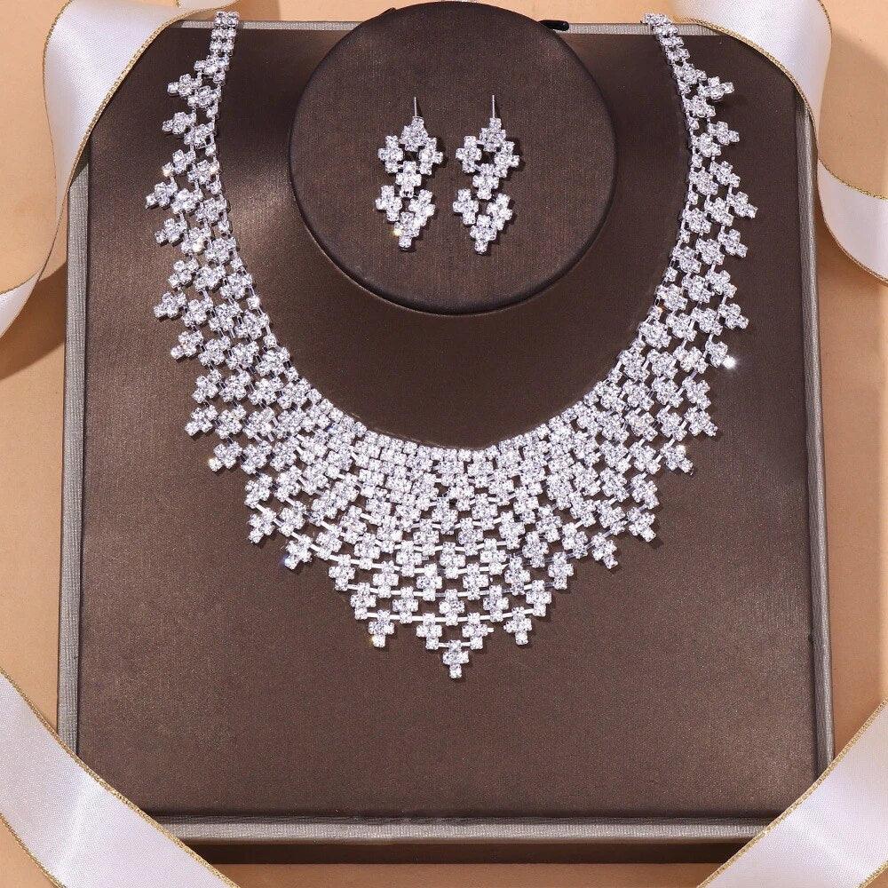 MAC128 Stylish Rhinestone Tassel Jewelry Set - Mariam's Collection