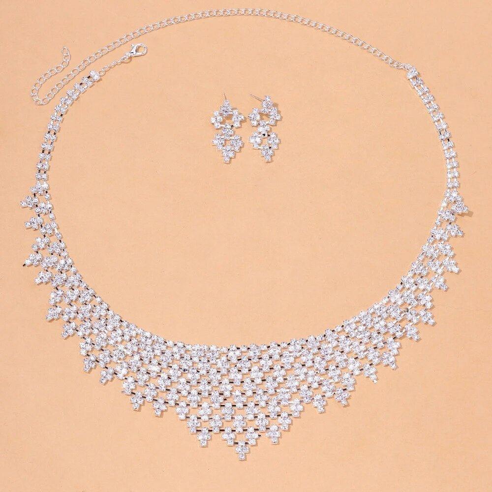 MAC128 Stylish Rhinestone Tassel Jewelry Set - Mariam's Collection