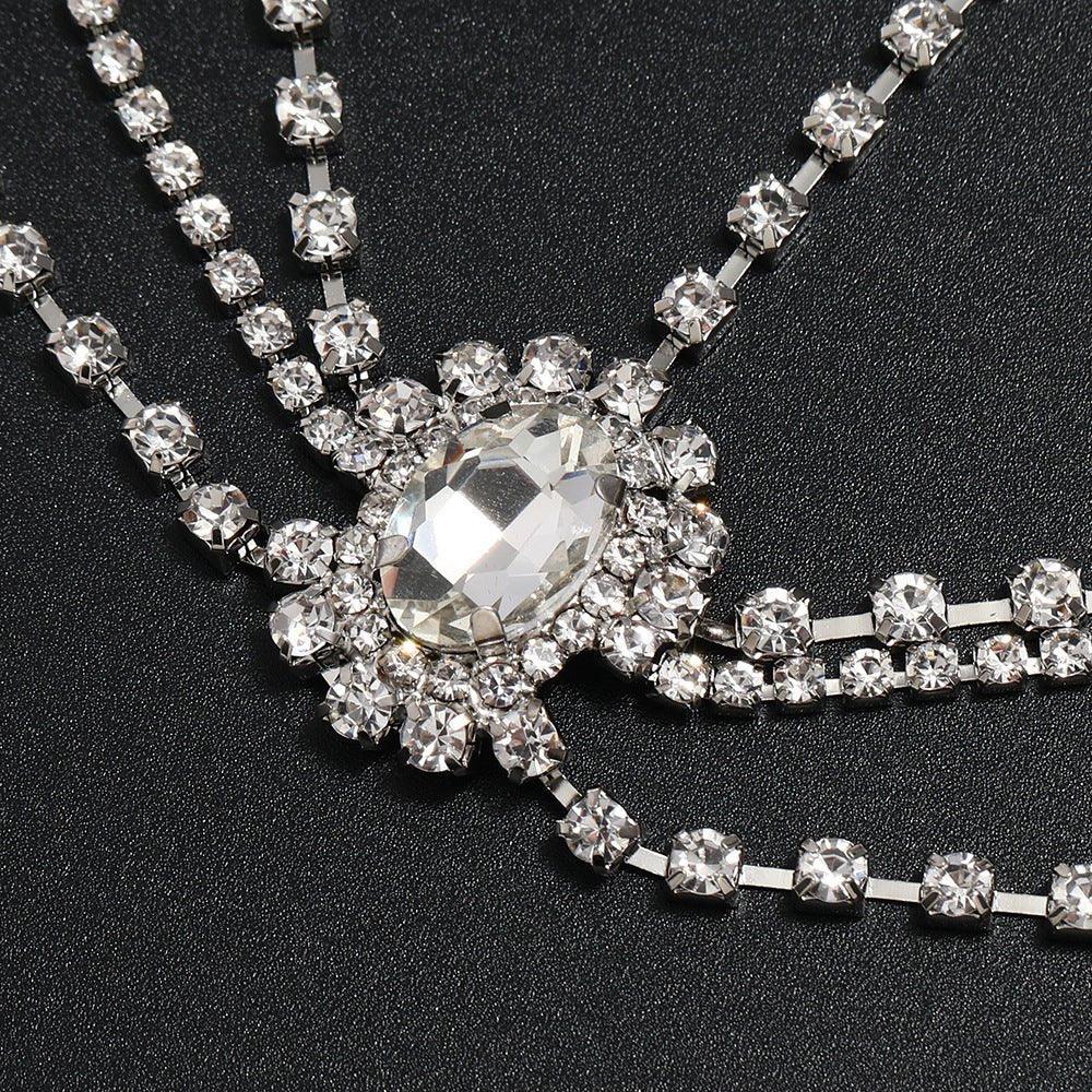 MAC151 Stylish Multi - layered Rhinestone Tassel Forehead Headpiece - Mariam's Collection