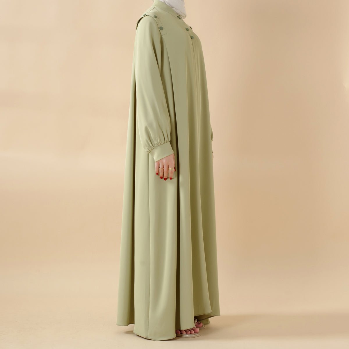 Macaron Color Shoulder Button Pullover Abaya (MA083) - Mariam's Collection