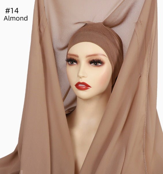 Magnetic Chiffon Instant Hijab | Easy - Wear Square Scarf with Anti - Slip Magnetic Closure(MH152) - Mariam's Collection