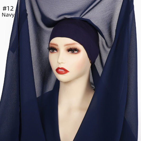 Magnetic Chiffon Instant Hijab | Easy - Wear Square Scarf with Anti - Slip Magnetic Closure(MH152) - Mariam's Collection