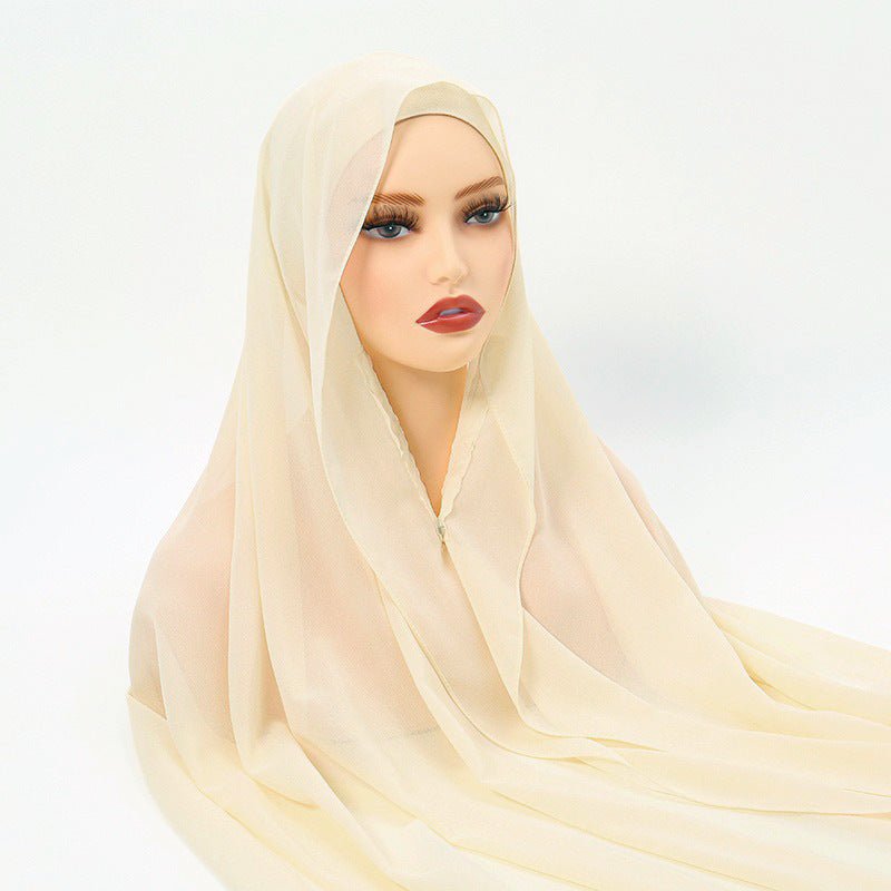 Magnetic Chiffon Instant Hijab | Easy - Wear Square Scarf with Anti - Slip Magnetic Closure(MH152) - Mariam's Collection