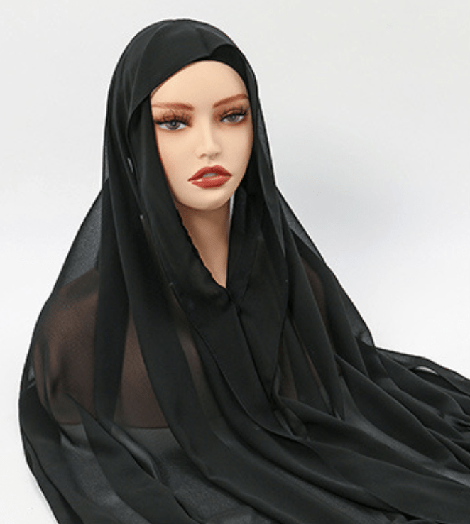 Magnetic Chiffon Instant Hijab | Easy - Wear Square Scarf with Anti - Slip Magnetic Closure(MH152) - Mariam's Collection
