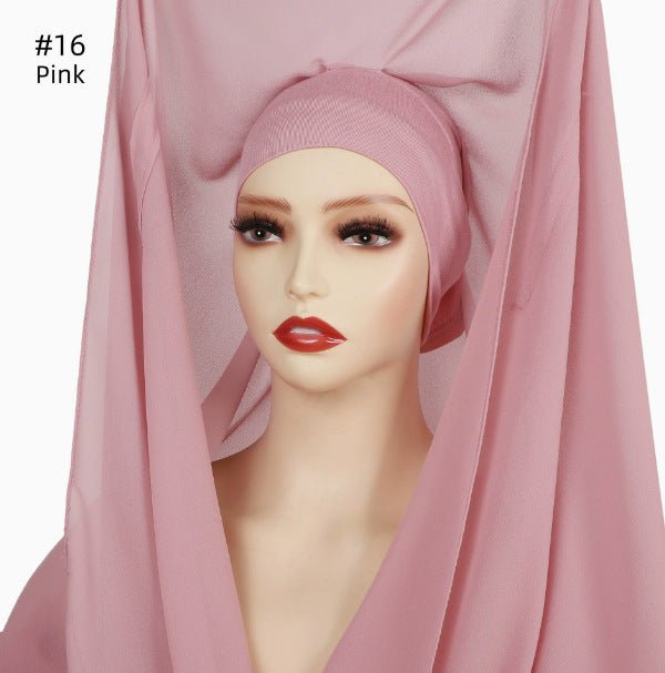 Magnetic Chiffon Instant Hijab | Easy - Wear Square Scarf with Anti - Slip Magnetic Closure(MH152) - Mariam's Collection