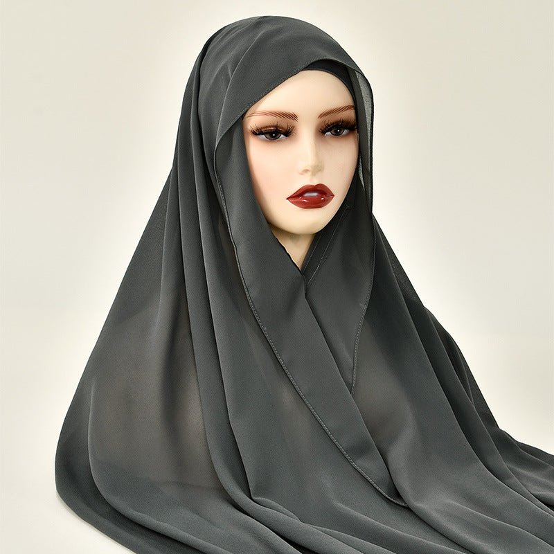 Magnetic Chiffon Instant Hijab | Easy - Wear Square Scarf with Anti - Slip Magnetic Closure(MH152) - Mariam's Collection