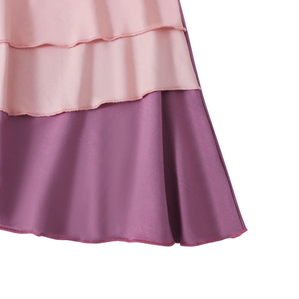 Matching Color Ruffle Abaya 2 - Piece Set Kid Abaya(MKG011) - Mariam's Collection