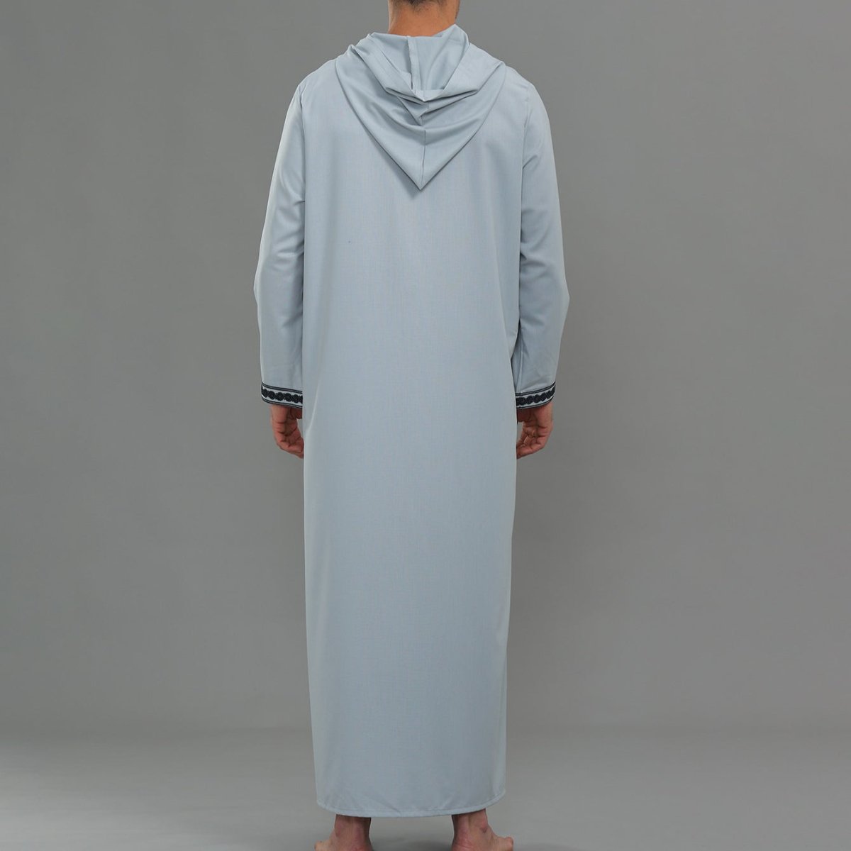 Men's Hooded Embroidered Thobe with Pockets (MT037) - Mariam's Collection
